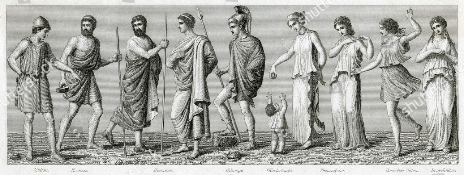 Ancient Greek Costume Left Right Chiton Exomis Editorial Stock Photo ...