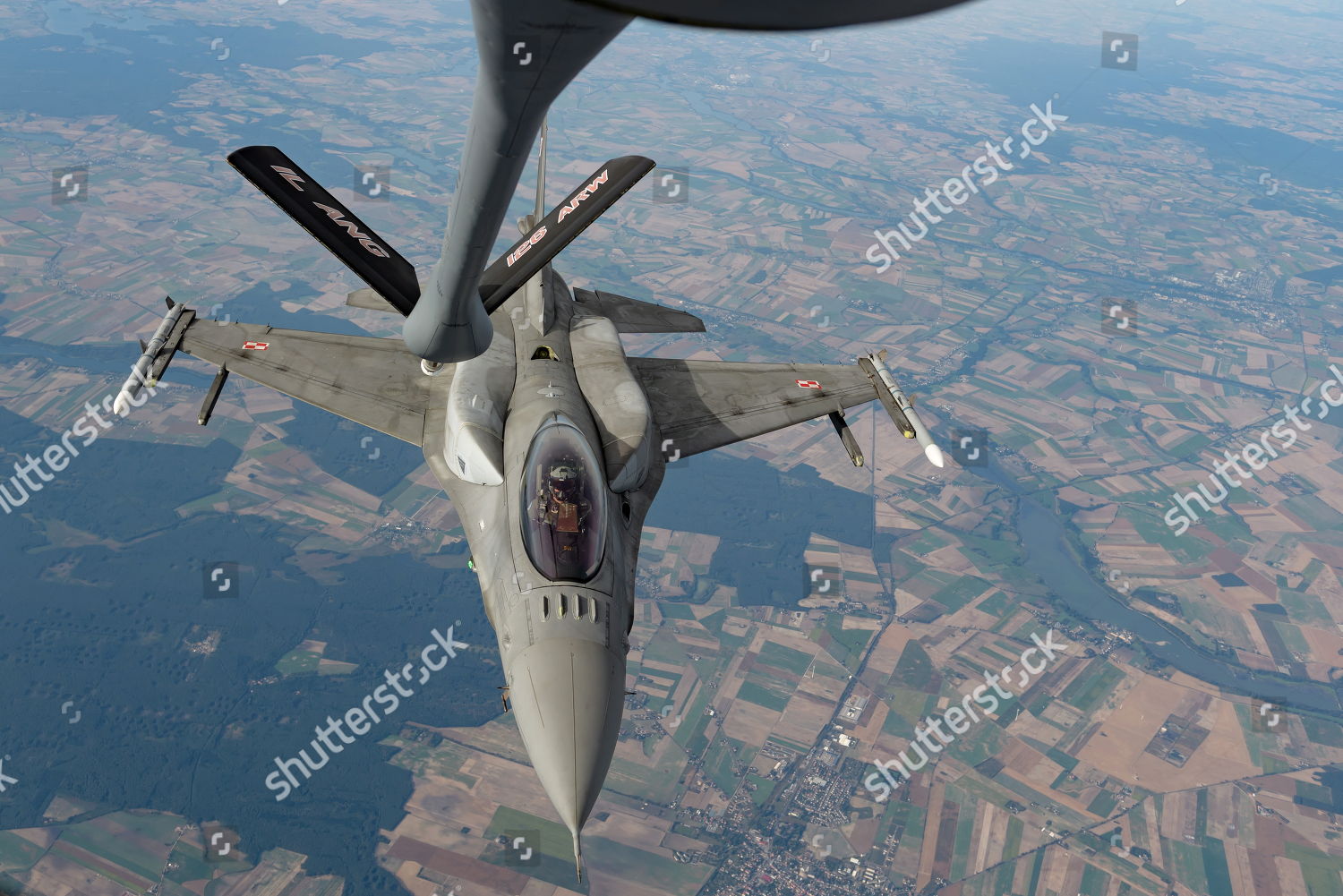 Polish F16 Fighter Flies Below Boom Editorial Stock Photo   Stock Image