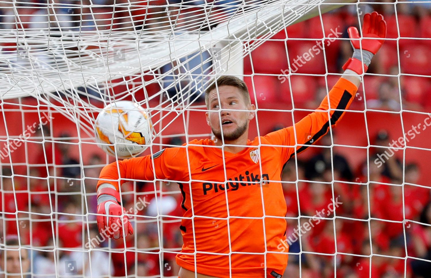 Sevillas Goalkeeper Tomas Vaclik Action During Uefa Editorial Stock Photo Stock Image Shutterstock