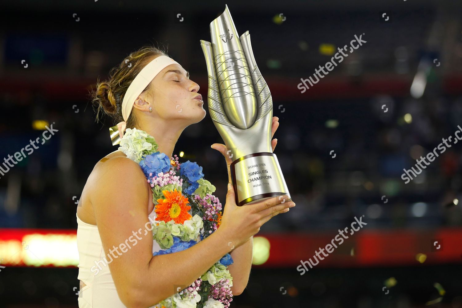 Aryna Sabalenka Belarus Celebrates Trophy After Editorial Stock Photo ...