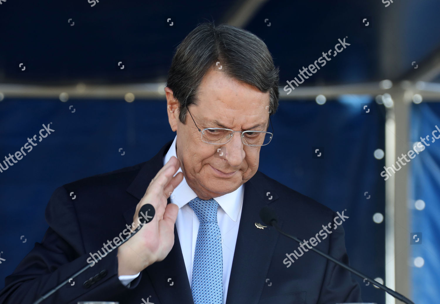 cypriot-president-nicos-anastasiades-delivers-speech-editorial-stock