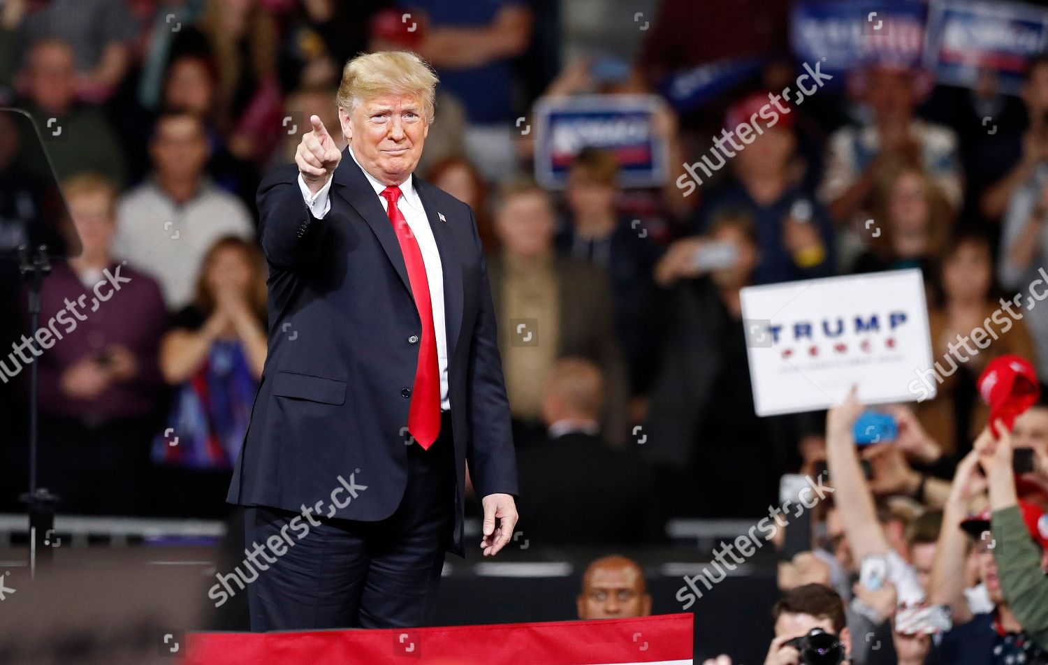 Unites States President Donald Trump Waves Editorial Stock Photo