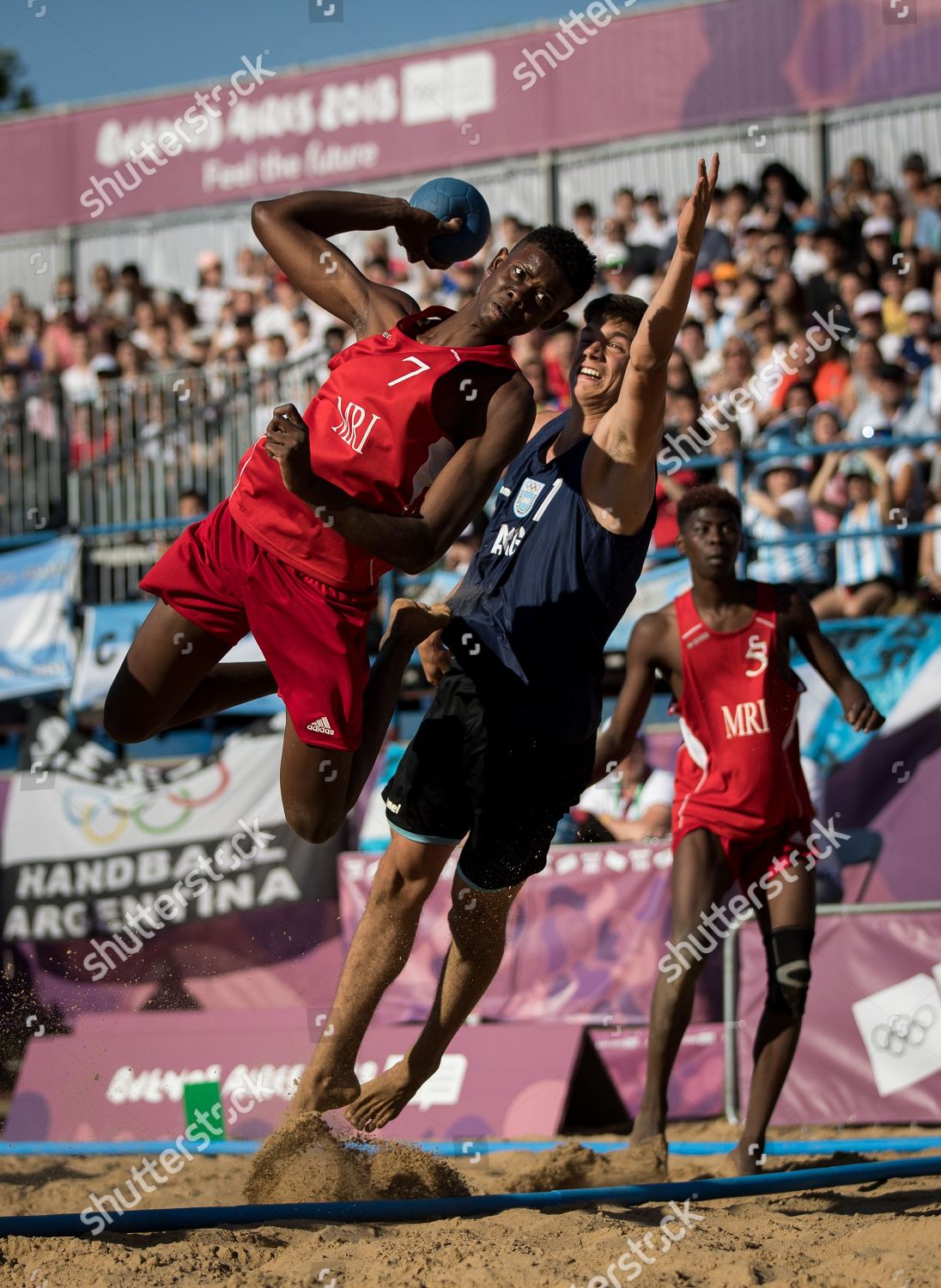 David Thomas Mri Action During Beach Handball Editorial