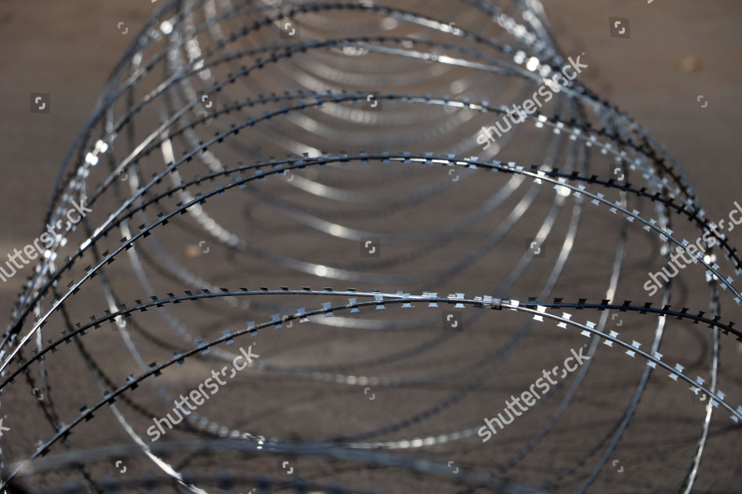 Temporary Barricades Shape Concertina Wires Were Editorial Stock Photo