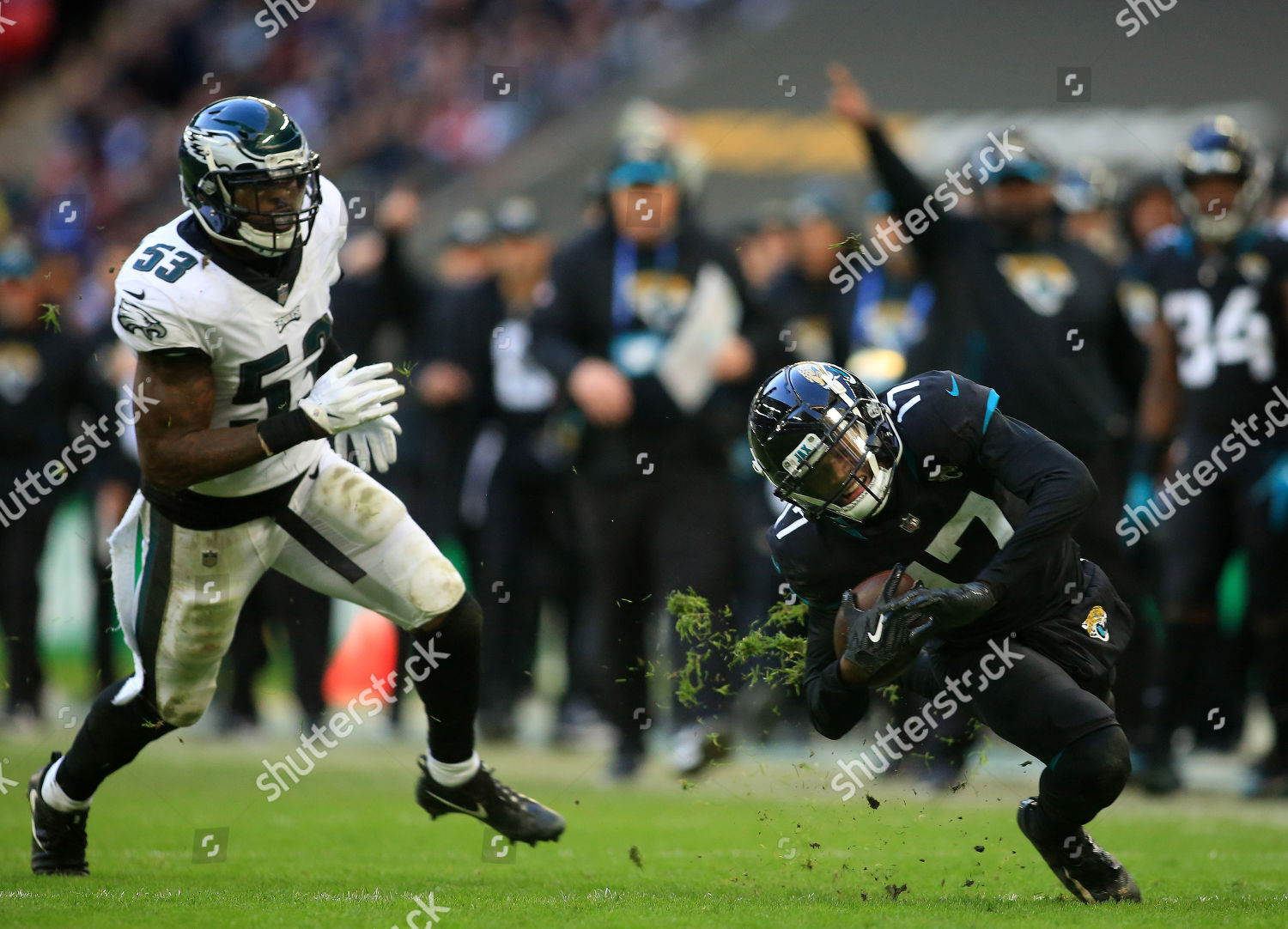 London, UK. 28 October 2018. Philadelphia Eagles at Jacksonville Jaguars  NFL game at Wembley Stadium, the