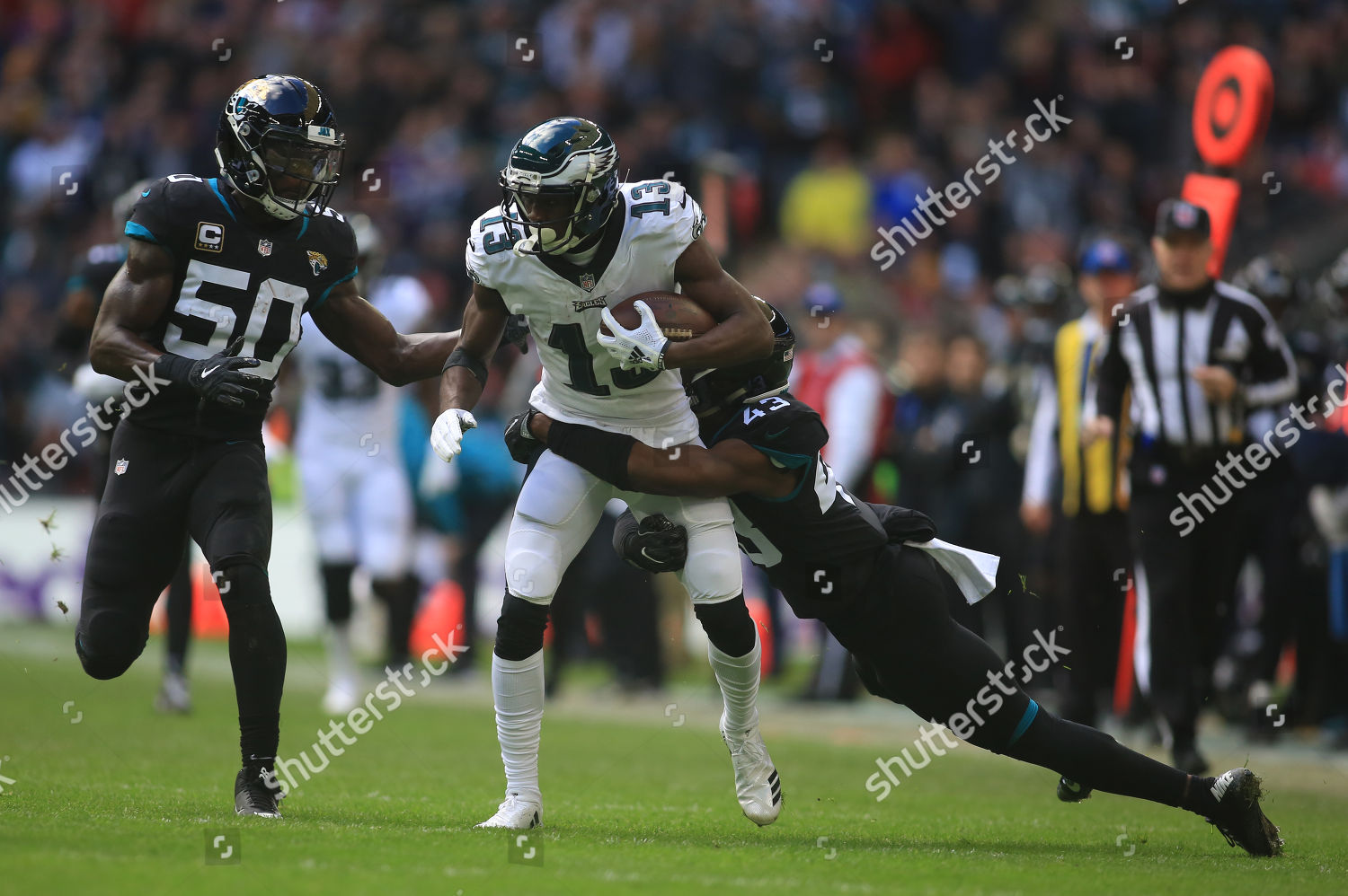 London, UK. 28 October 2018. Philadelphia Eagles at Jacksonville Jaguars  NFL game at Wembley Stadium, the