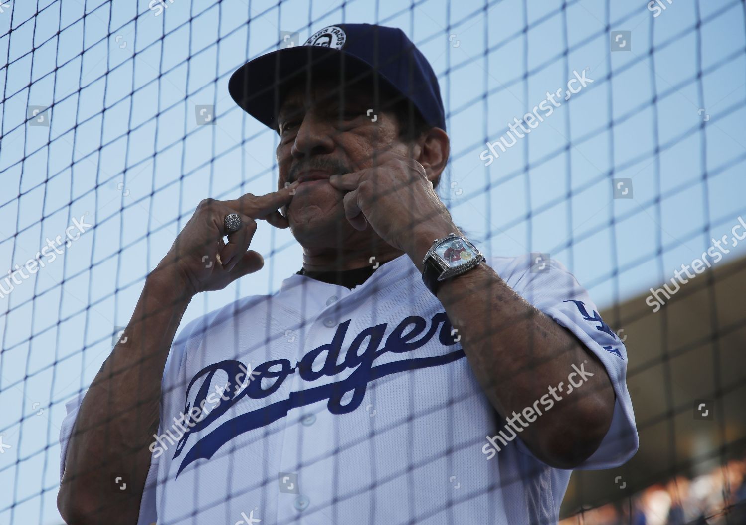 Us Actor Danny Trejo Dodgers Flag Editorial Stock Photo - Stock Image