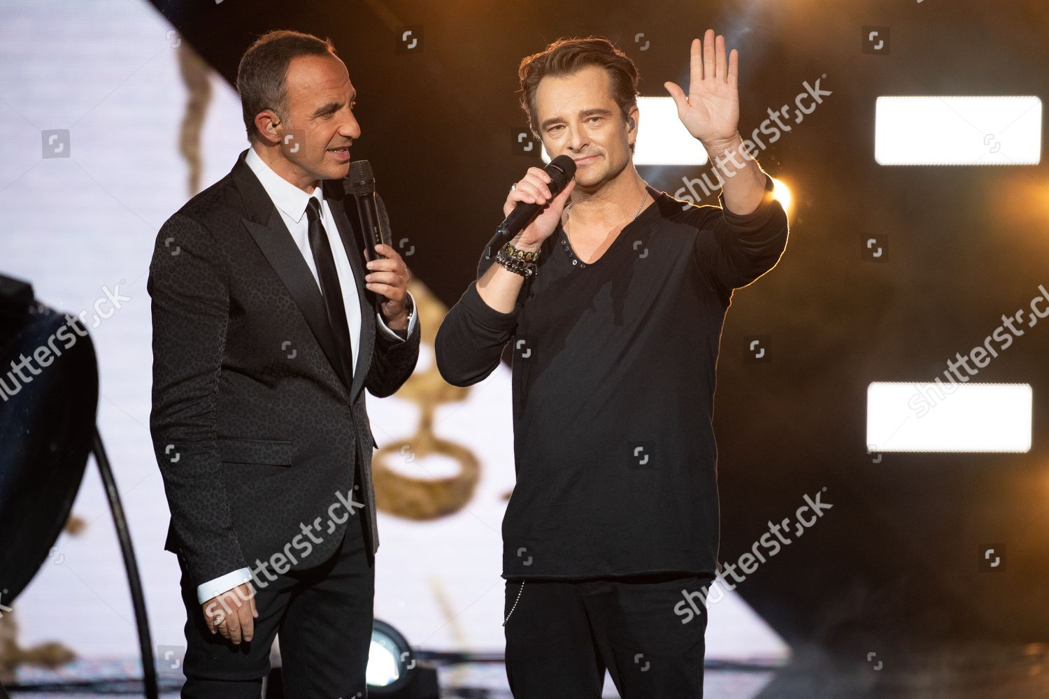 David Hallyday Nikos Aliagas Editorial Stock Photo - Stock Image