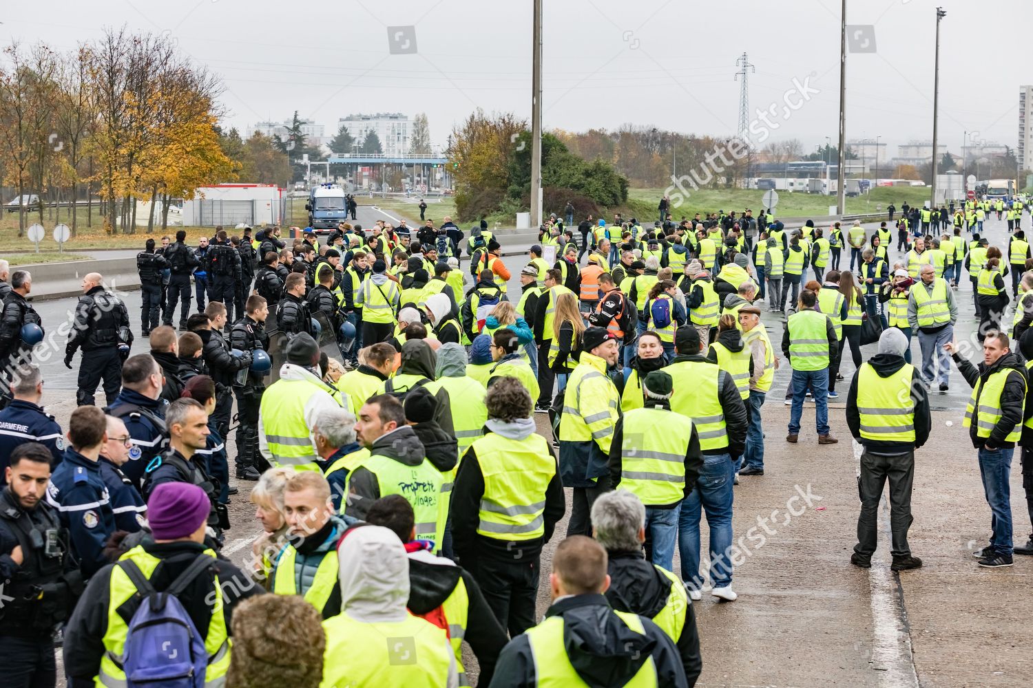 Protesters Gathered Tollbooth Saone Block A6 Motorway