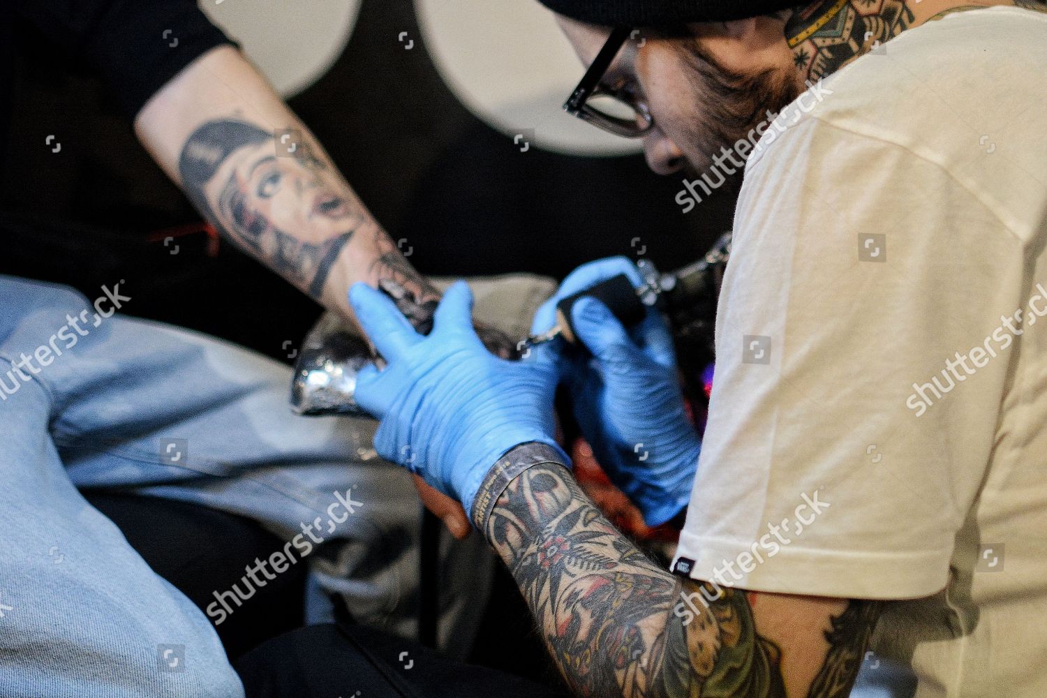 Tattoo Artist Seen Hitting Tattoo On Editorial Stock Photo Stock