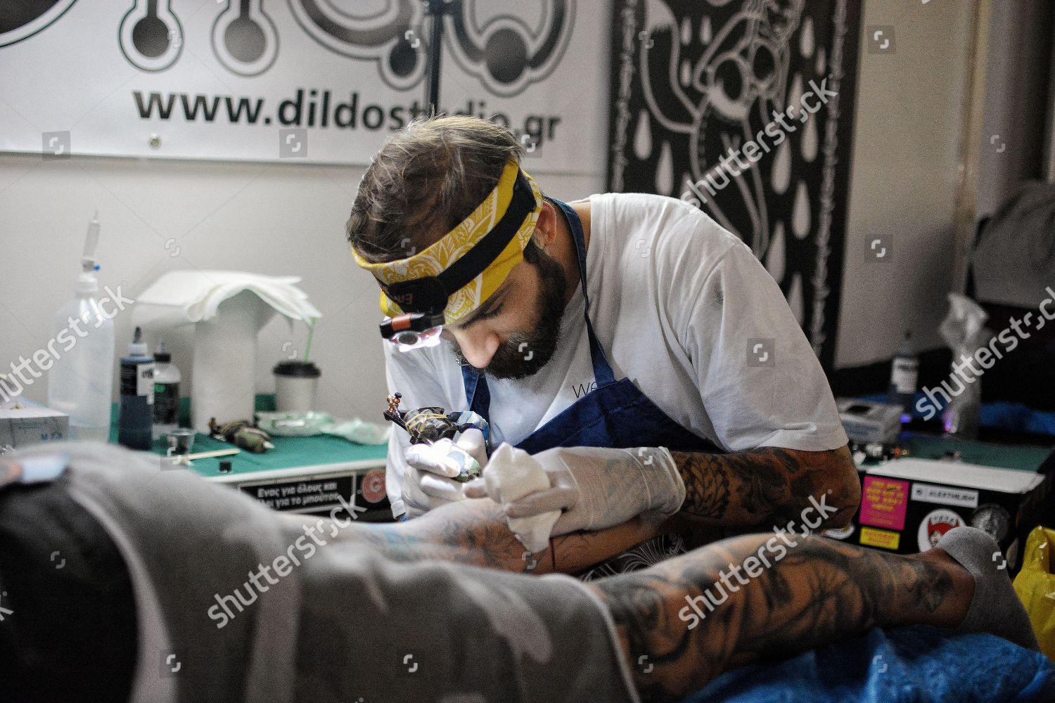 Tattoo Artist Seen Hitting Tattoo On Editorial Stock Photo Stock