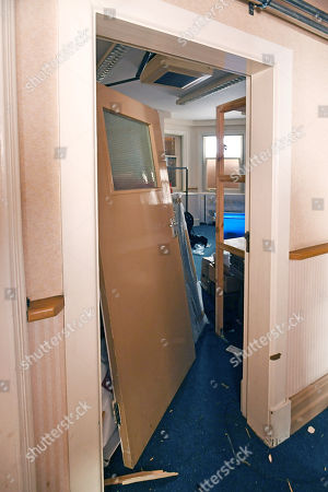 Door Office Ripped Off Hinges Staff Cleaners Editorial Stock Photo