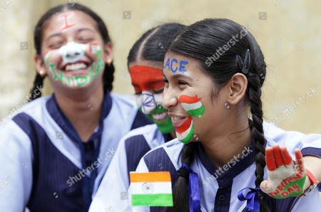 Indian students their faces painted Indian flag Editorial Stock ...