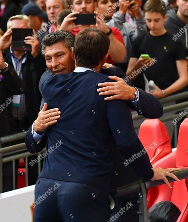 Gareth Southgate Manager England Hugs Krasimir Balakov