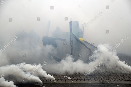 Gilets Jaunes Anniversary Protest Paris Stock Photos