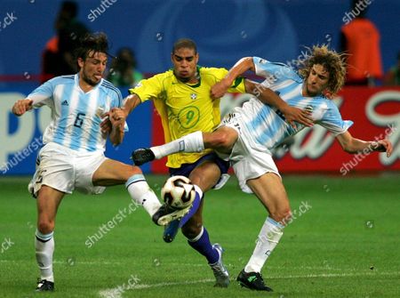 Brazils Adriano M Tackled By Argentinas Gabriel Editorial Stock Photo Stock Image Shutterstock