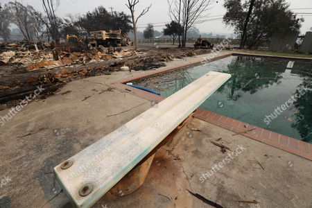 A Diving Board At Pool Side In View Of Home Destroyed By Fire Napa A Diving Board At Pool Side In View Of Home Destroyed By Fire Napa