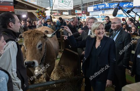 Marine Le Pen Visits International Trade Fair Stock Photos