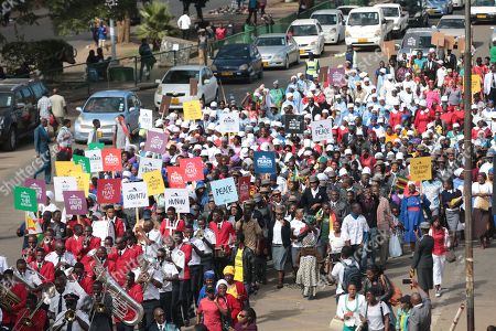 People March Mark 55th Africa Day Harare Editorial Stock Photo Stock Image Shutterstock