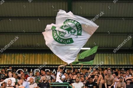 Hibs Fans Celebrate Winning Second Qualifying Round Editorial