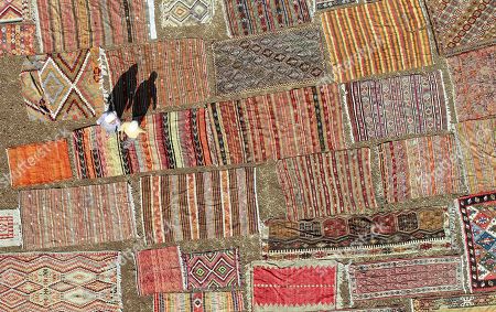 Thousands Turkish Carpets Lay Out Fields Antalya Stock Photos